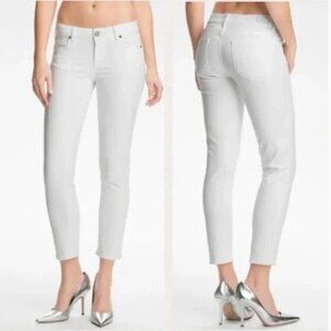 Paige Kylie Crop Optic White Rolled Hem Jeans Size 26